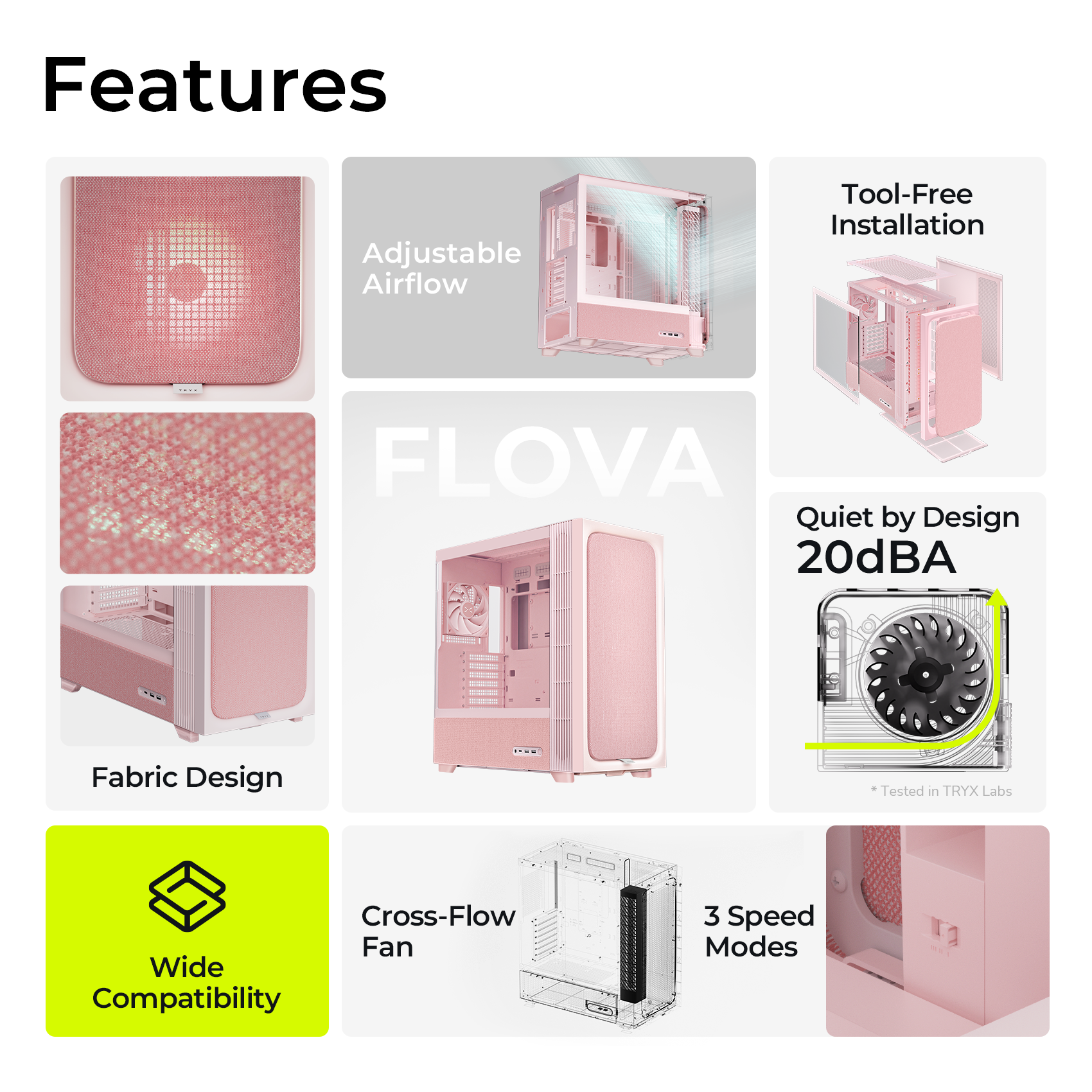 TRYX FLOVA Mid-Tower ATX PC Case Pink