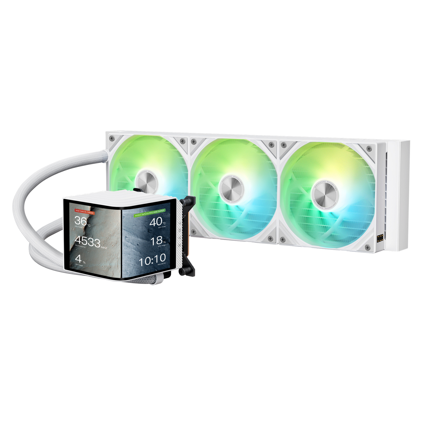 7797 TRYX PANORAMA SE 360 ARGB WHITE 極美品 TRYX PANORAMA 360 ARGB Curved AMOLED AIO Cooler