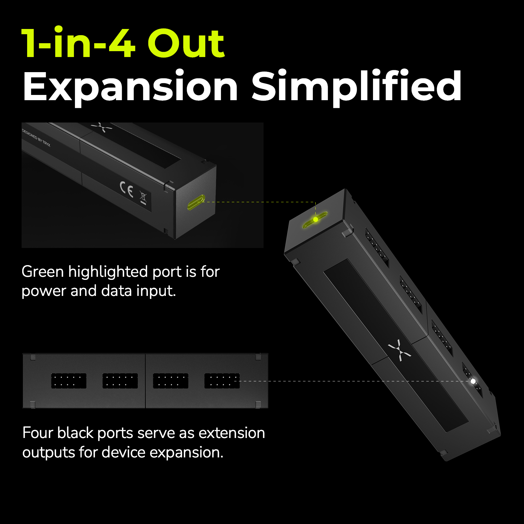 TRYX CONNEC USB 2.0 Hub 9-Pin 4-Port