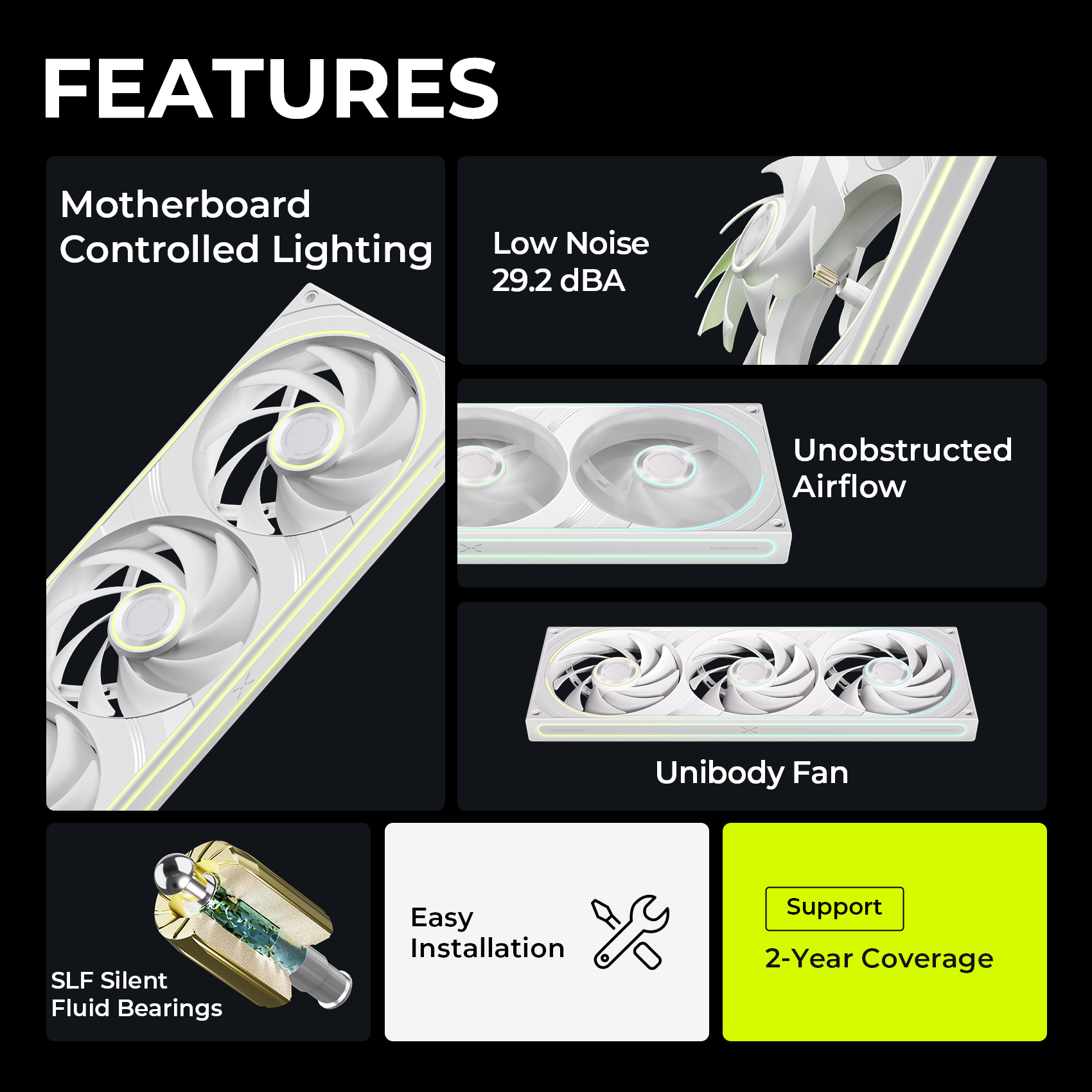 TRYX FOBR Case Fan 120mm 3in1 Unibody Frame White