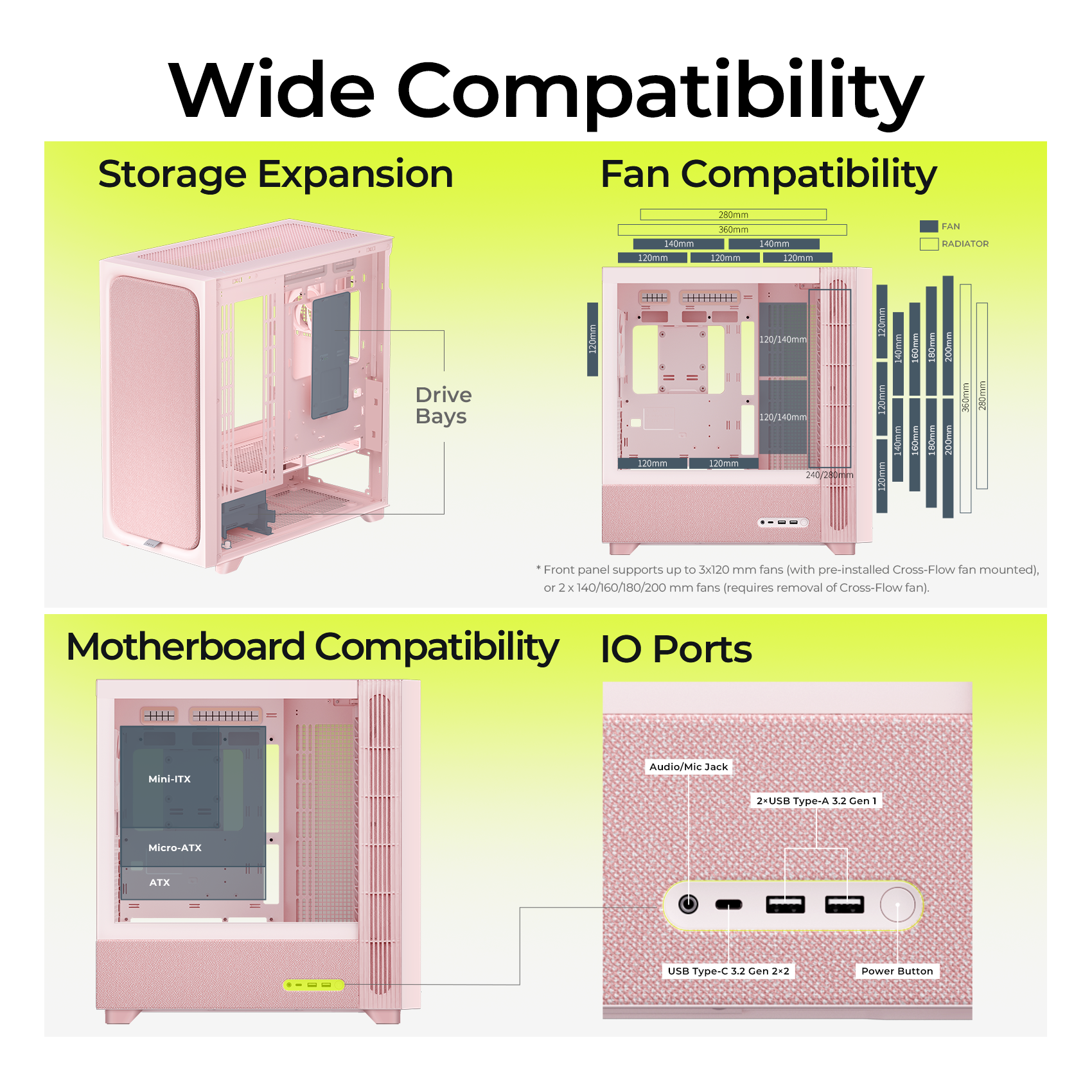 TRYX FLOVA Mid-Tower ATX PC Case Pink