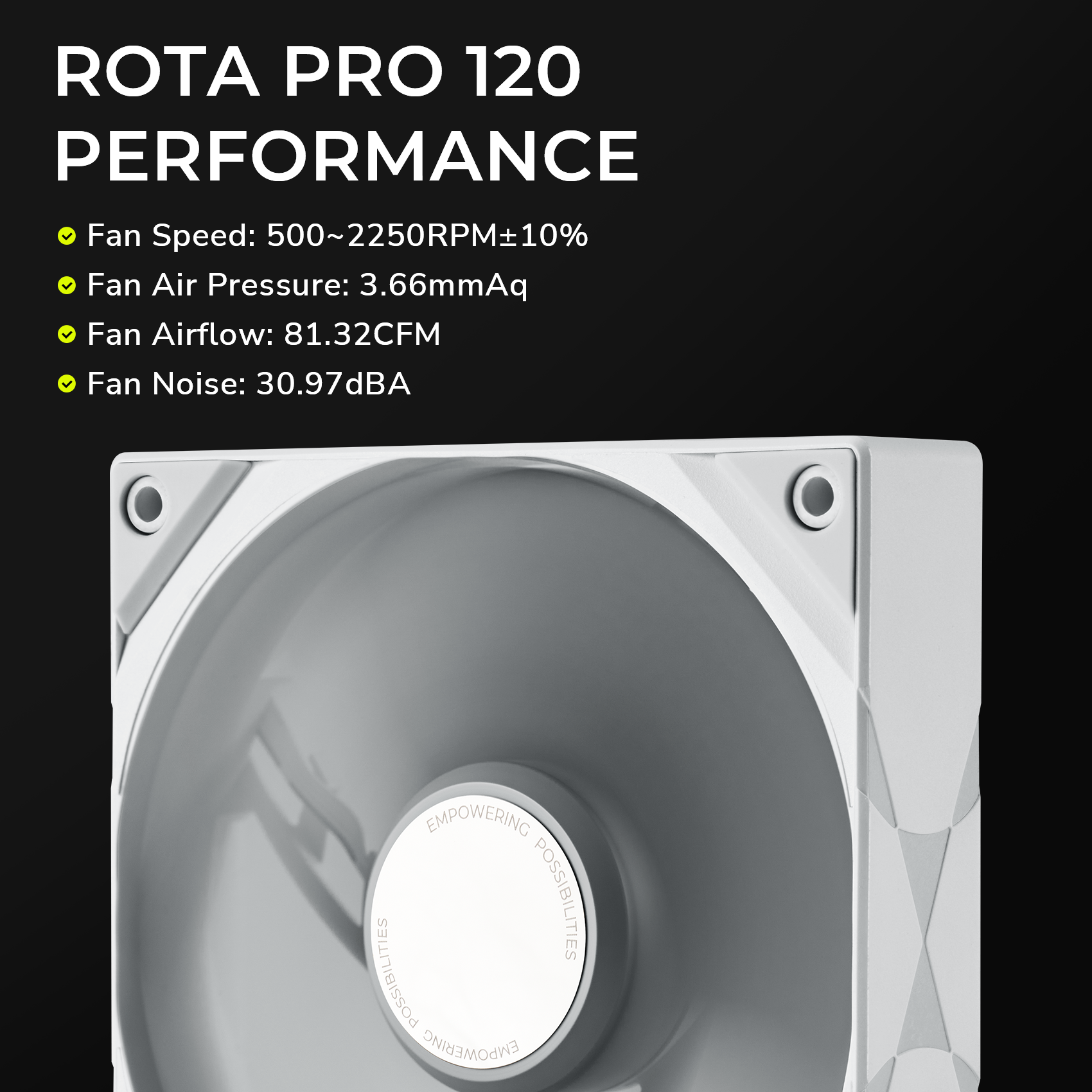 TRYX ROTA PRO 120mm Case Fan 4-Pin PWM LCP Material White