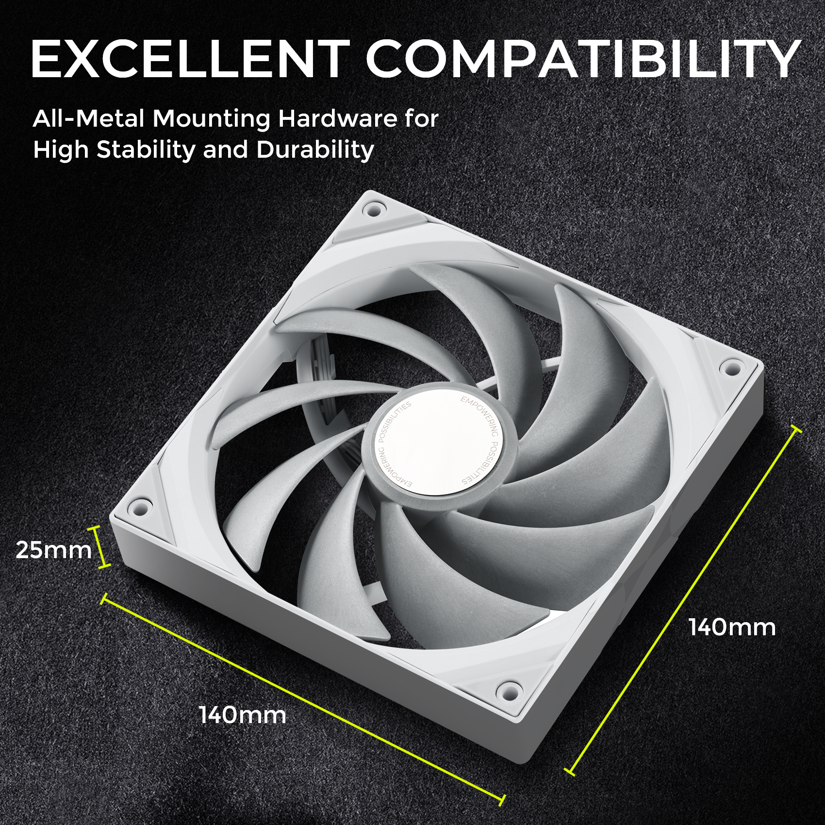TRYX ROTA PRO 140mm Case Fan 4-Pin PWM LCP Material White