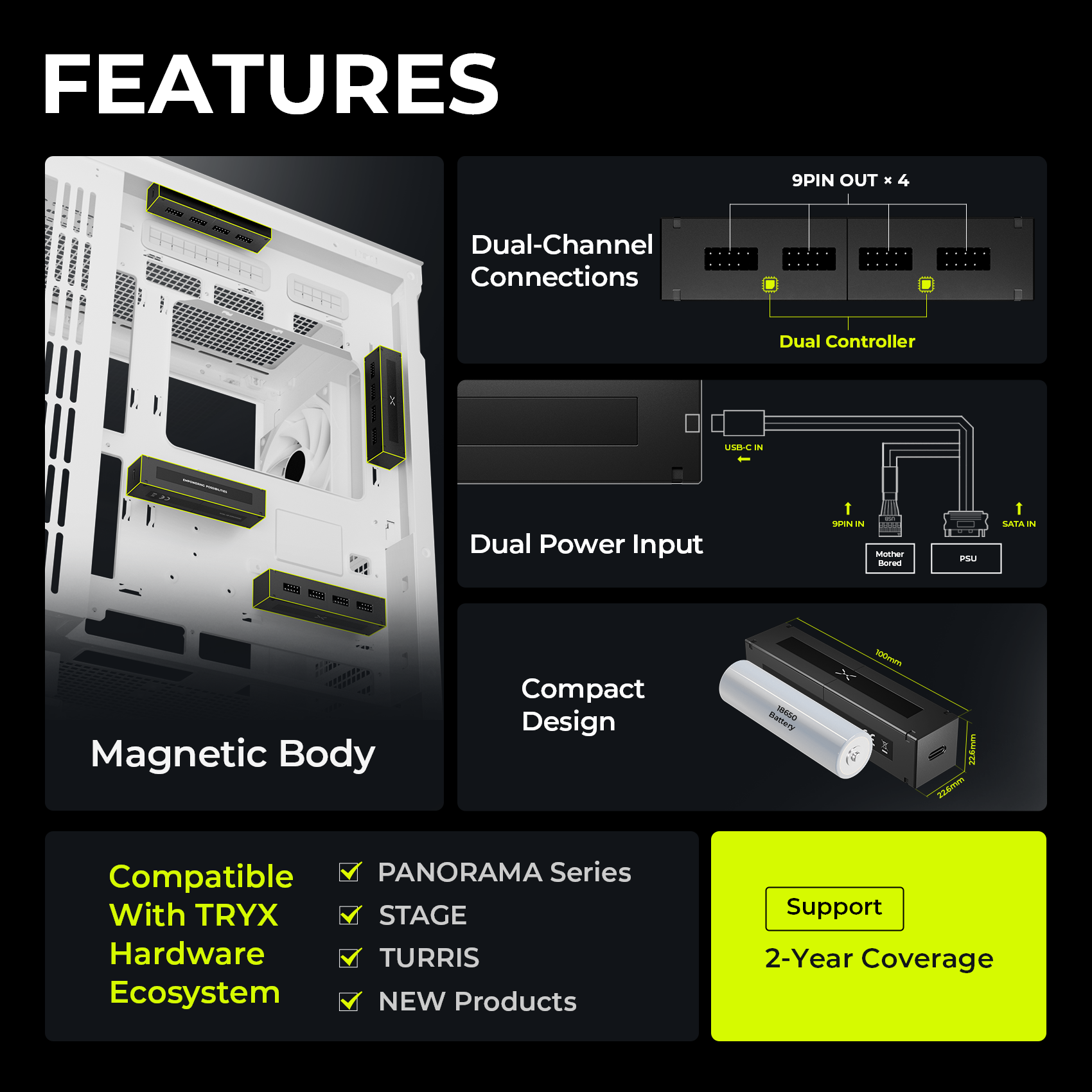 TRYX CONNEC USB 2.0 Hub 9-Pin 4-Port