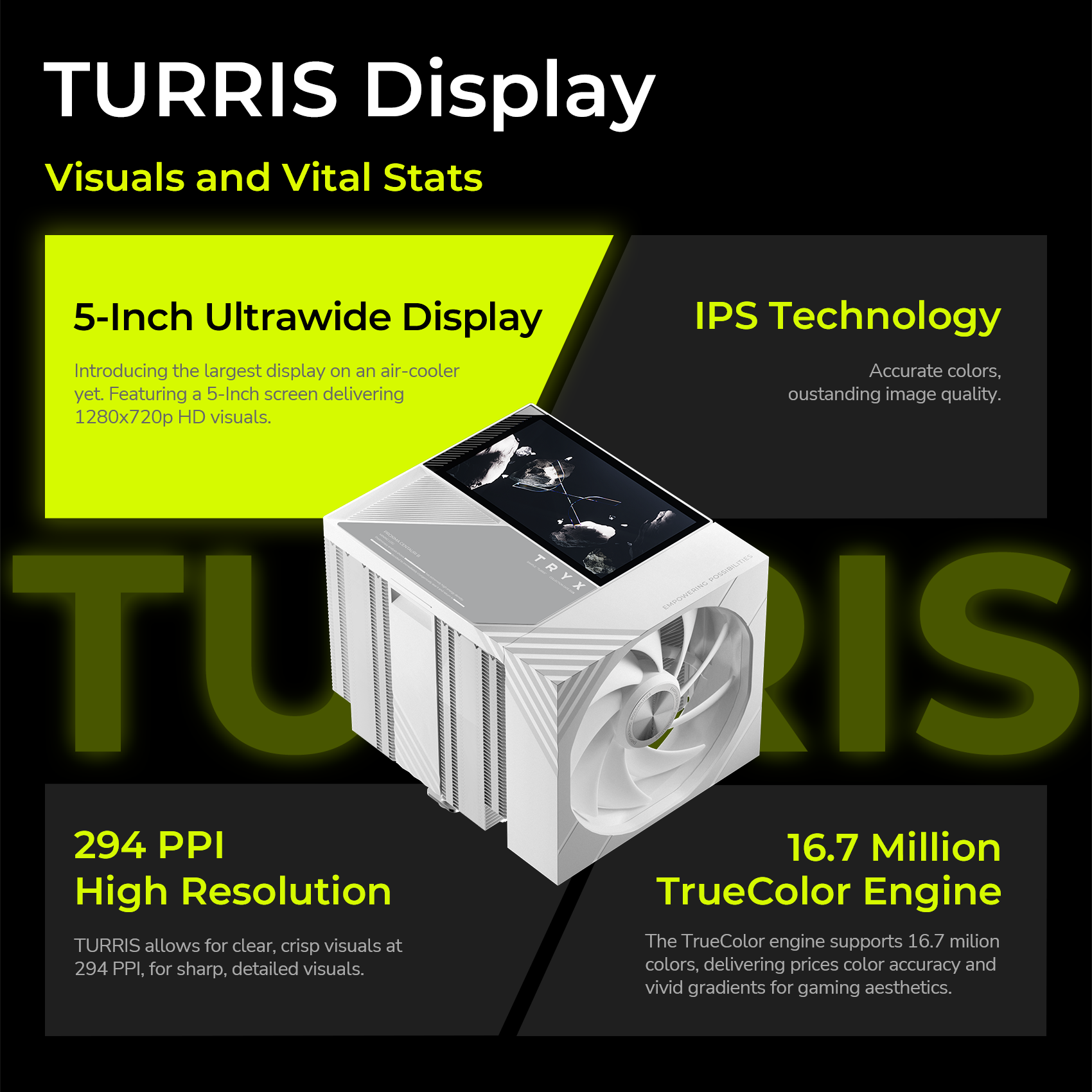 TRYX TURRIS 620 CPU Air Cooler 5.0" IPS Customizable Screen White