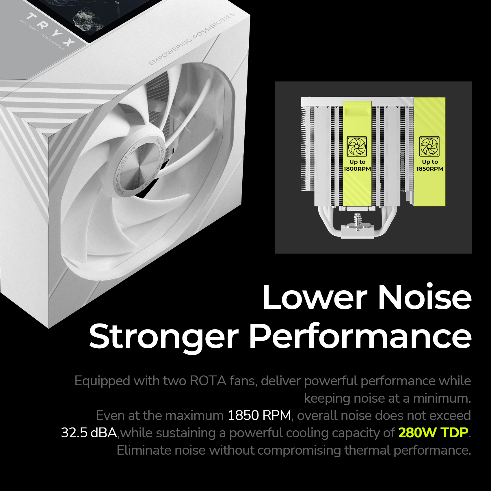 TRYX TURRIS 620 CPU Air Cooler 5.0" IPS Customizable Screen White