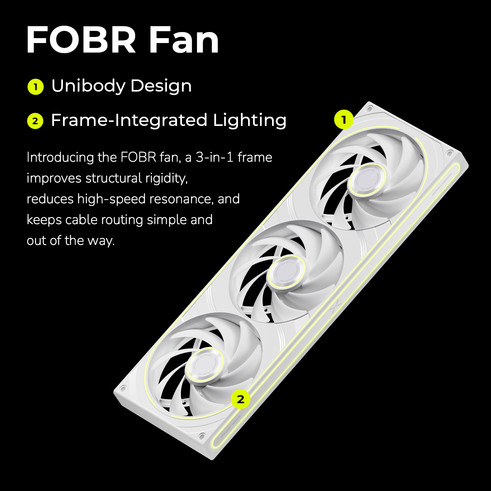TRYX FOBR Case Fan 120mm 3in1 Unibody Frame White