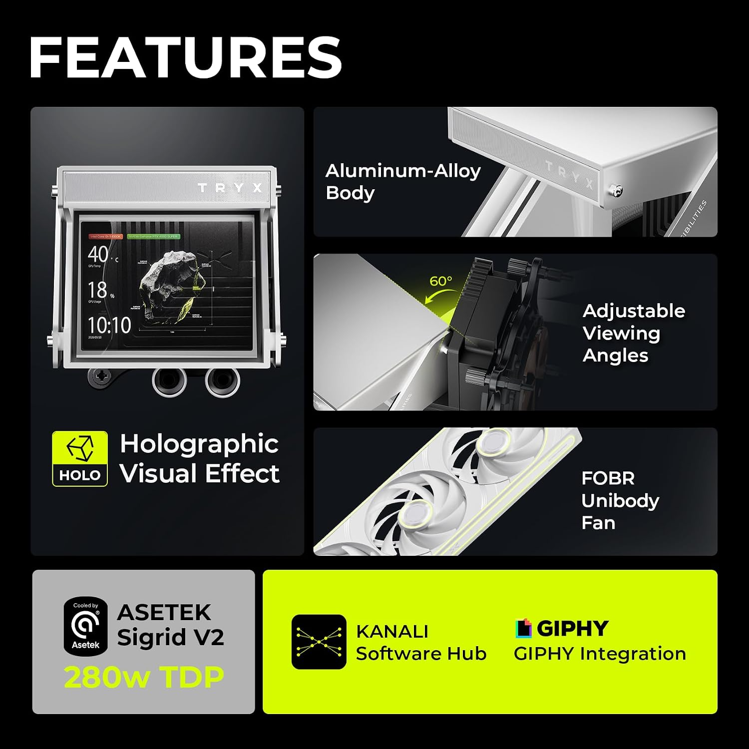 TRYX Holo 360mm AIO Holographic Visual Effect White