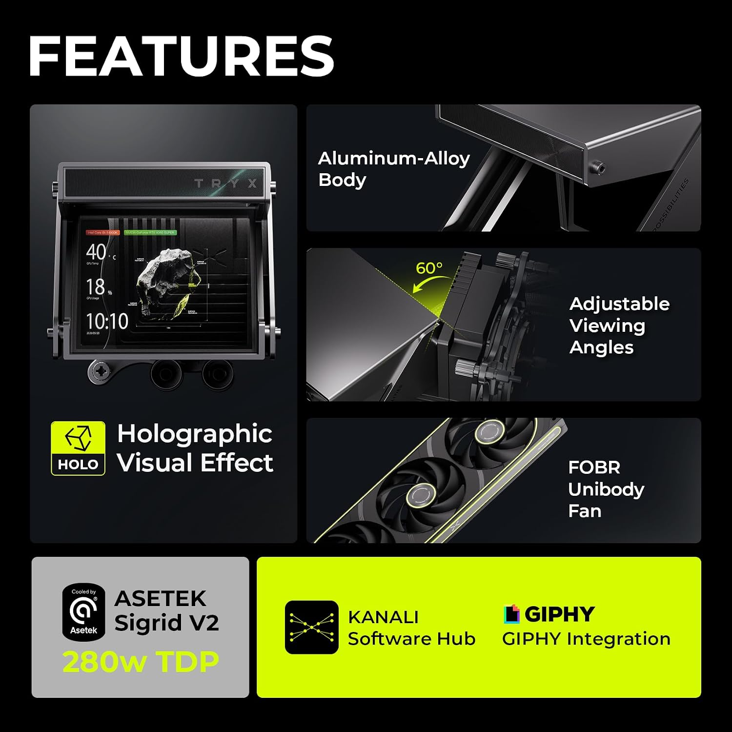 TRYX Holo 360mm AIO Holographic Visual Effect Black