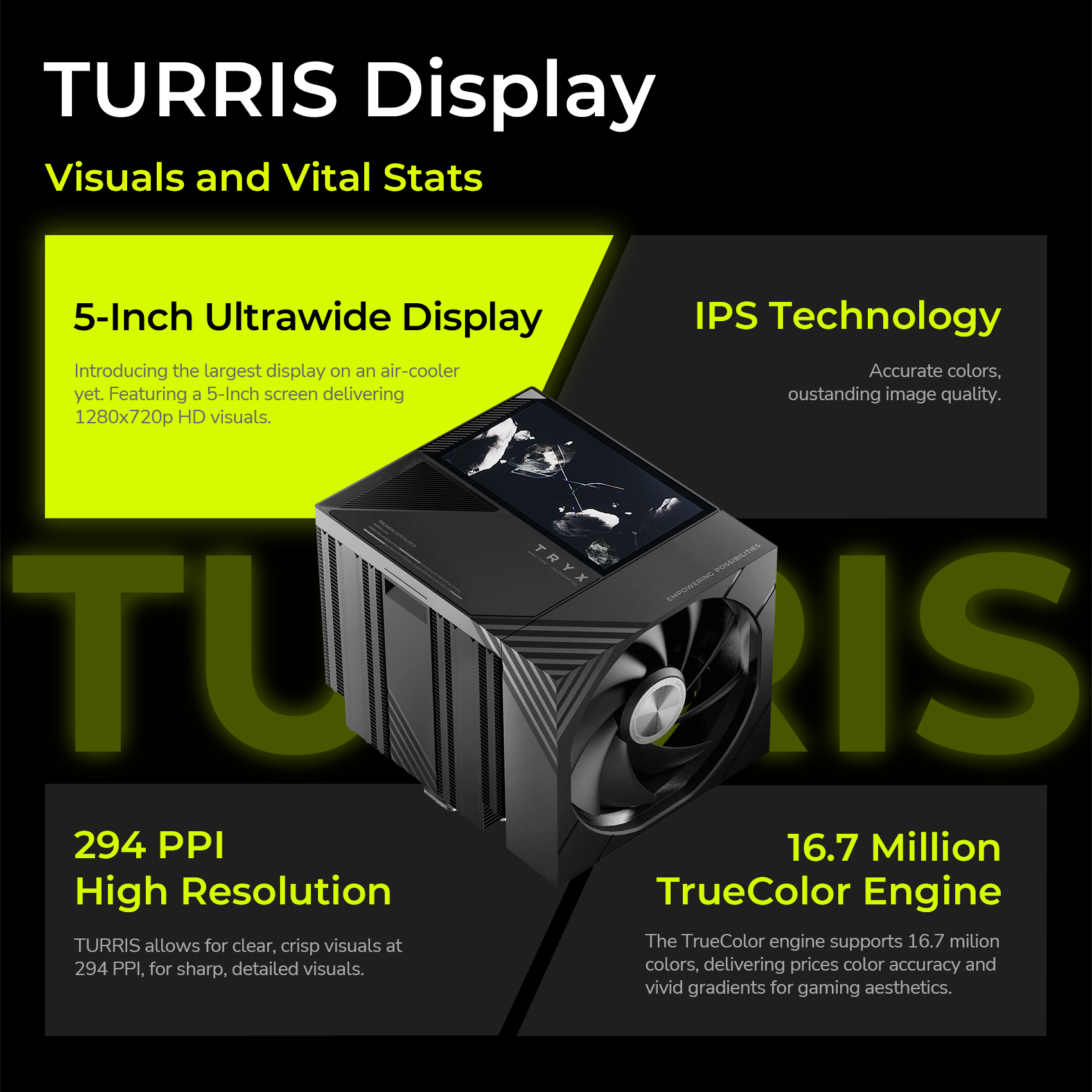 TRYX TURRIS 620 CPU Air Cooler 5.0" IPS Customizable Screen